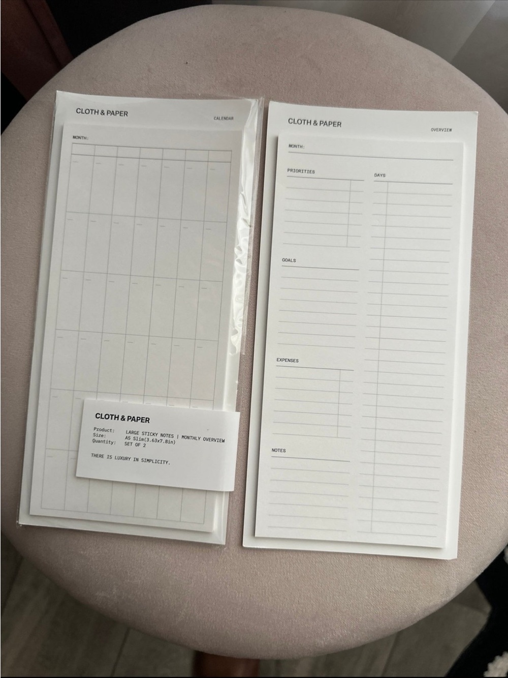 White Large Sticky Notes - Monthly Overview